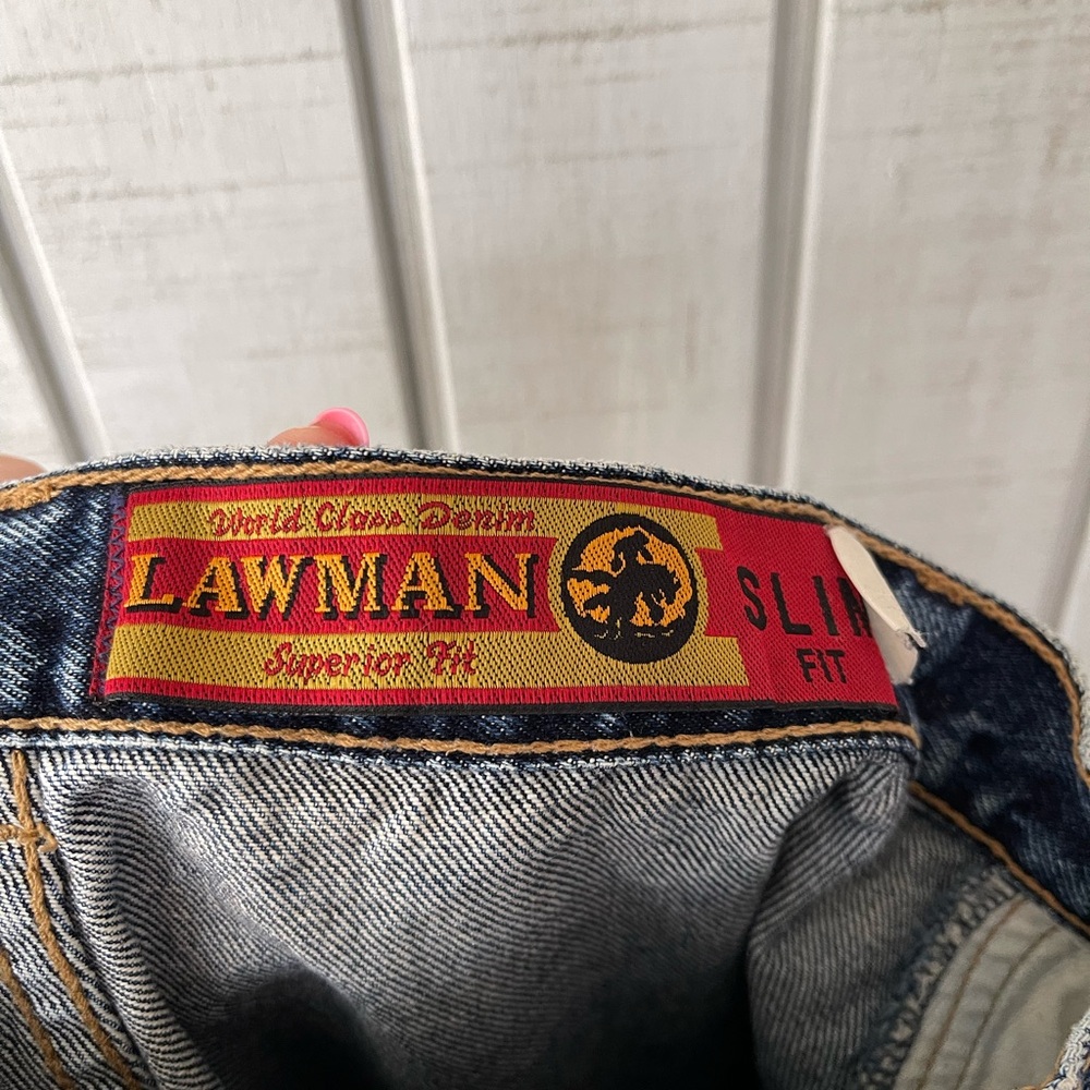 ✨ Vintage Lawman Western Jeans High Rise Tapered Dark Wash 26 - Picture 5 of 9